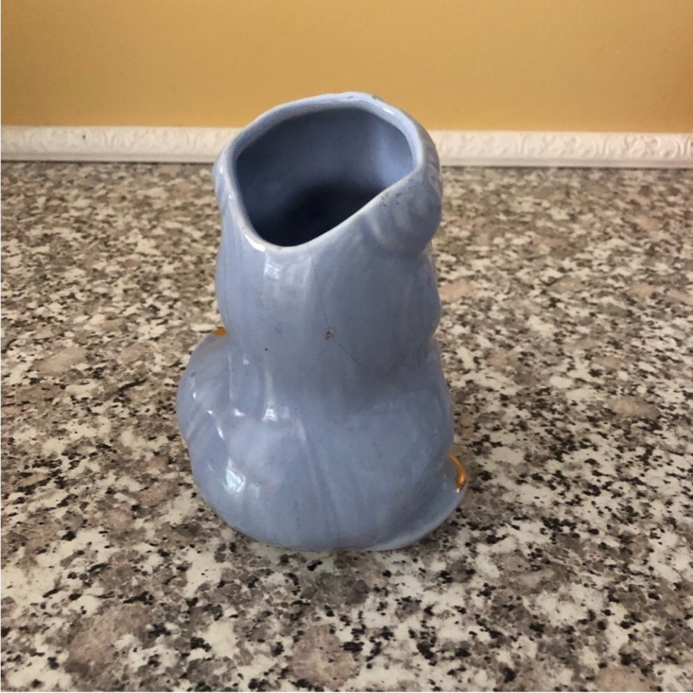 Vase glamour girl head planter lady blue gold ceramic pastel Vintage 1950s - Picture 2 of 9